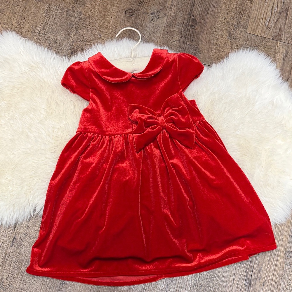 H&M Red Velvet Bow Toddler Dress size 12-18 mos